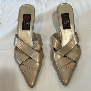 Carlos Falchi vintage heels - woven - beige - size 7